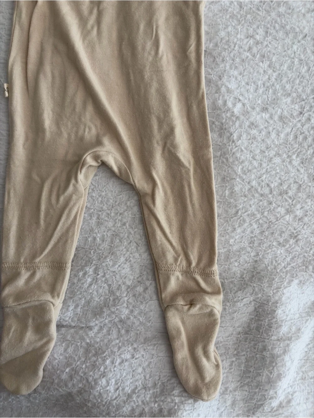 Neutral Beige Baby One-Piece Zipper Footed Sleepsuit